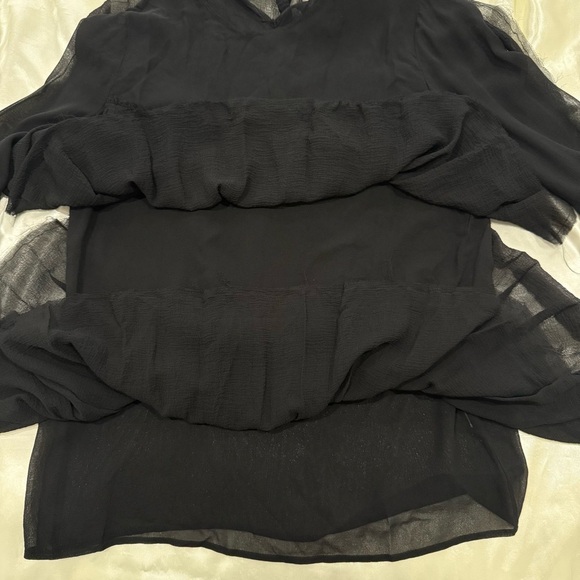 Nicholas Black Blouse Sheer Bell Sleeve Size 6 Whimsigoth Boho Chic Romantic Top - Picture 7 of 8